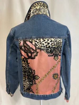 Pale Pink Leopard Love Denim Jacket