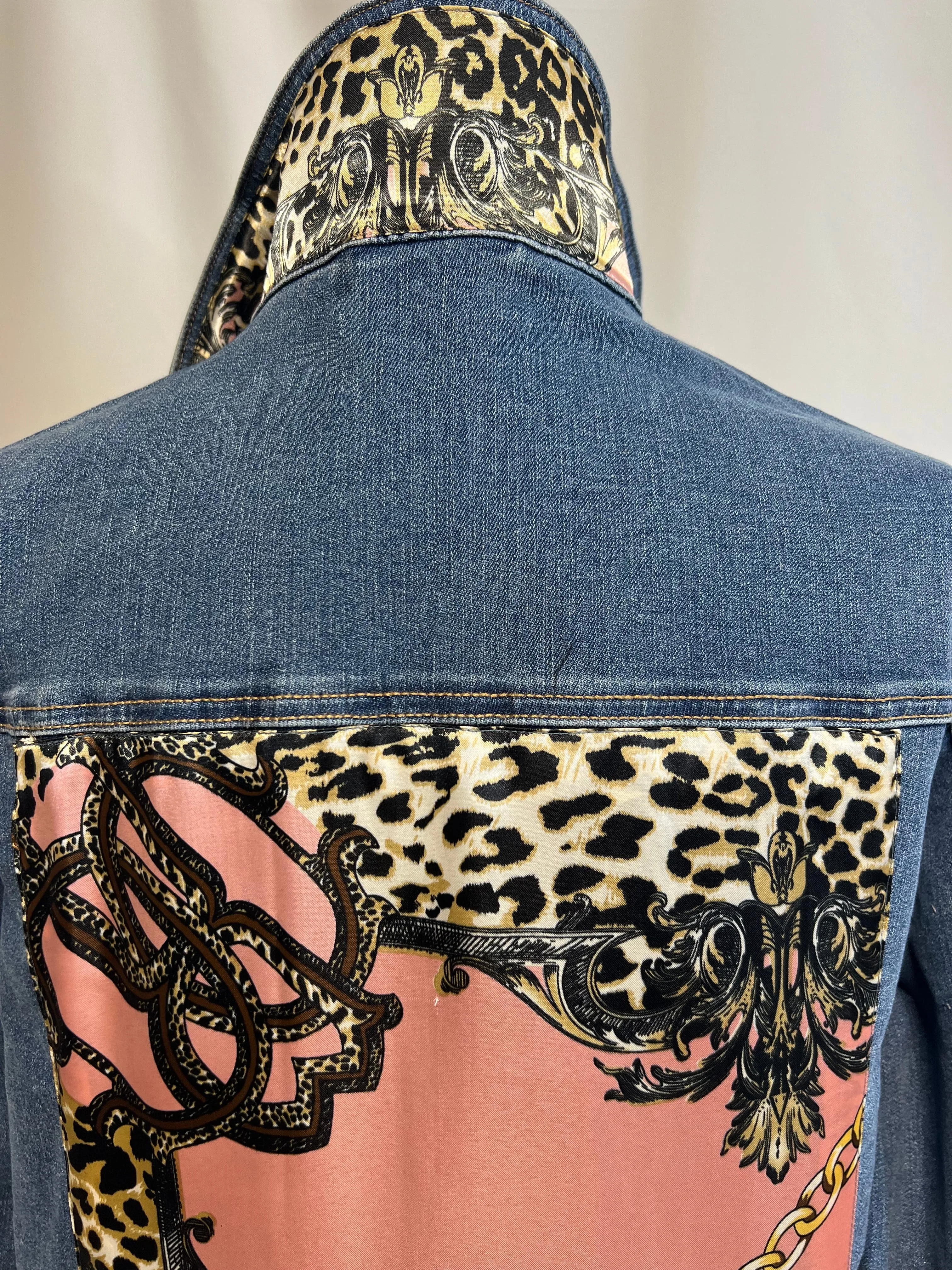 Pale Pink Leopard Love Denim Jacket