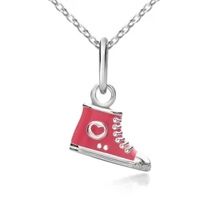 Pink High-Top Sneaker Necklace - Sterling Silver