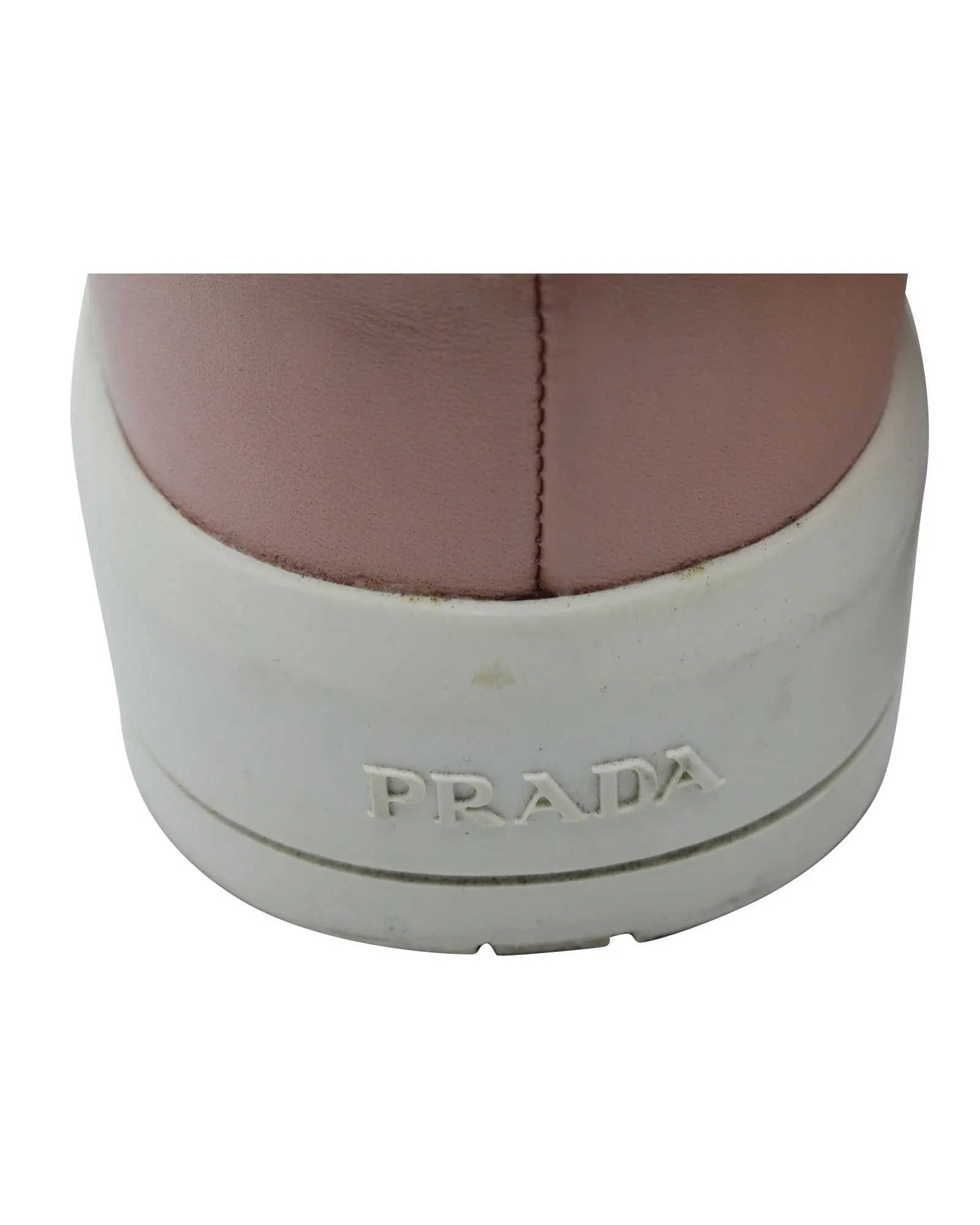 Prada Shearling-Trimmed Sneakers in Pink Leather