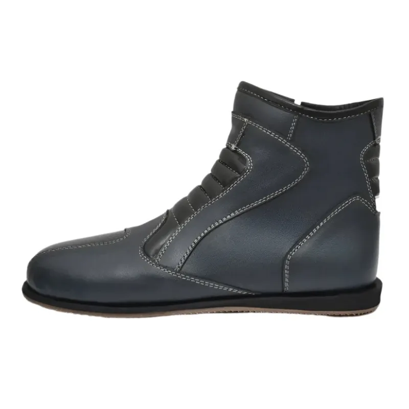 Rugged Leather Biker Boots with Durable Rubber Sole