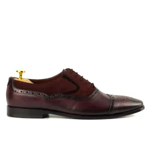 Sanzio Burgundy Men's Suede/Leather Dress Shoes