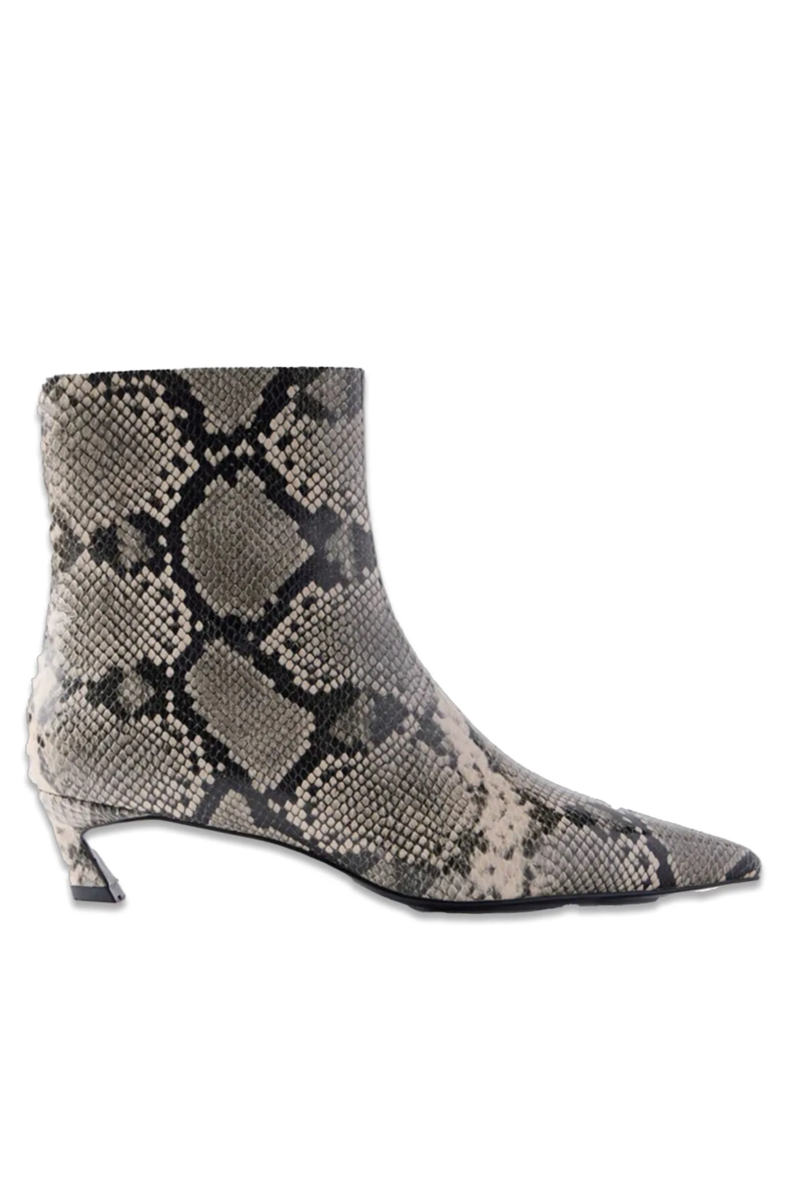 Snake Print Leather Ankle Boot