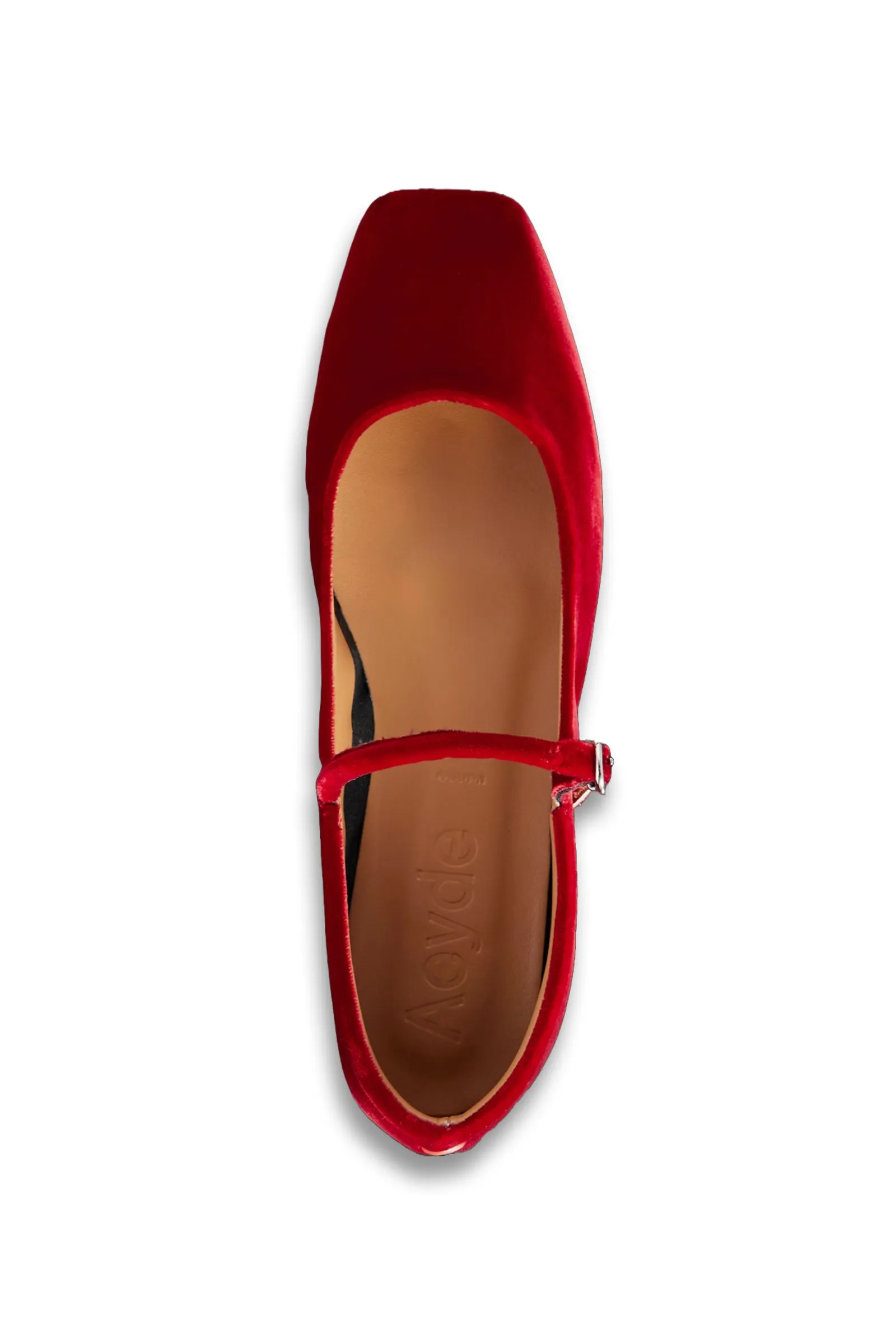 Uma Velvet Mary Jane ballet Flats Red