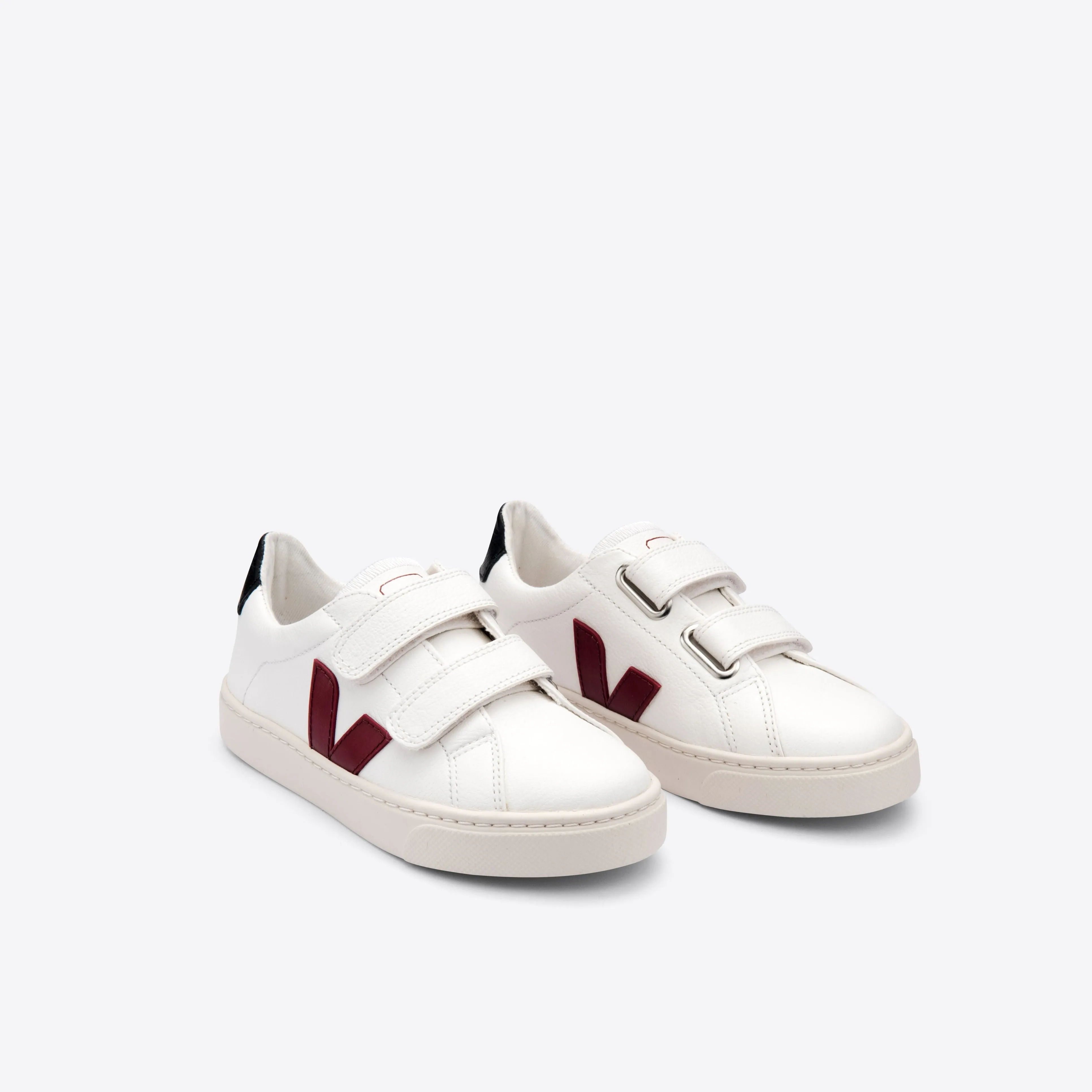 Veja Kids Chromefree Leather Velcro Esplar - Extra White/Marsala Black