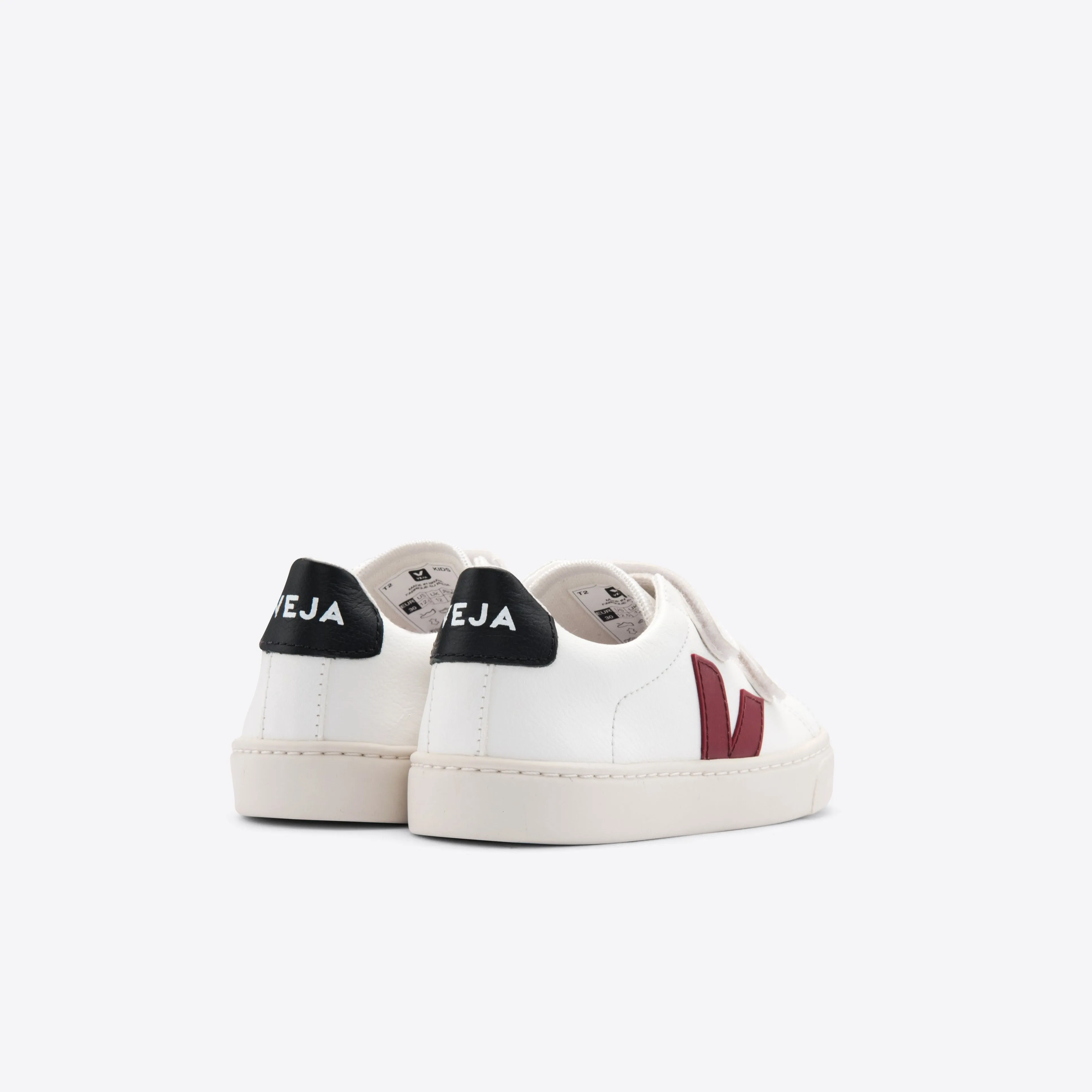 Veja Kids Chromefree Leather Velcro Esplar - Extra White/Marsala Black