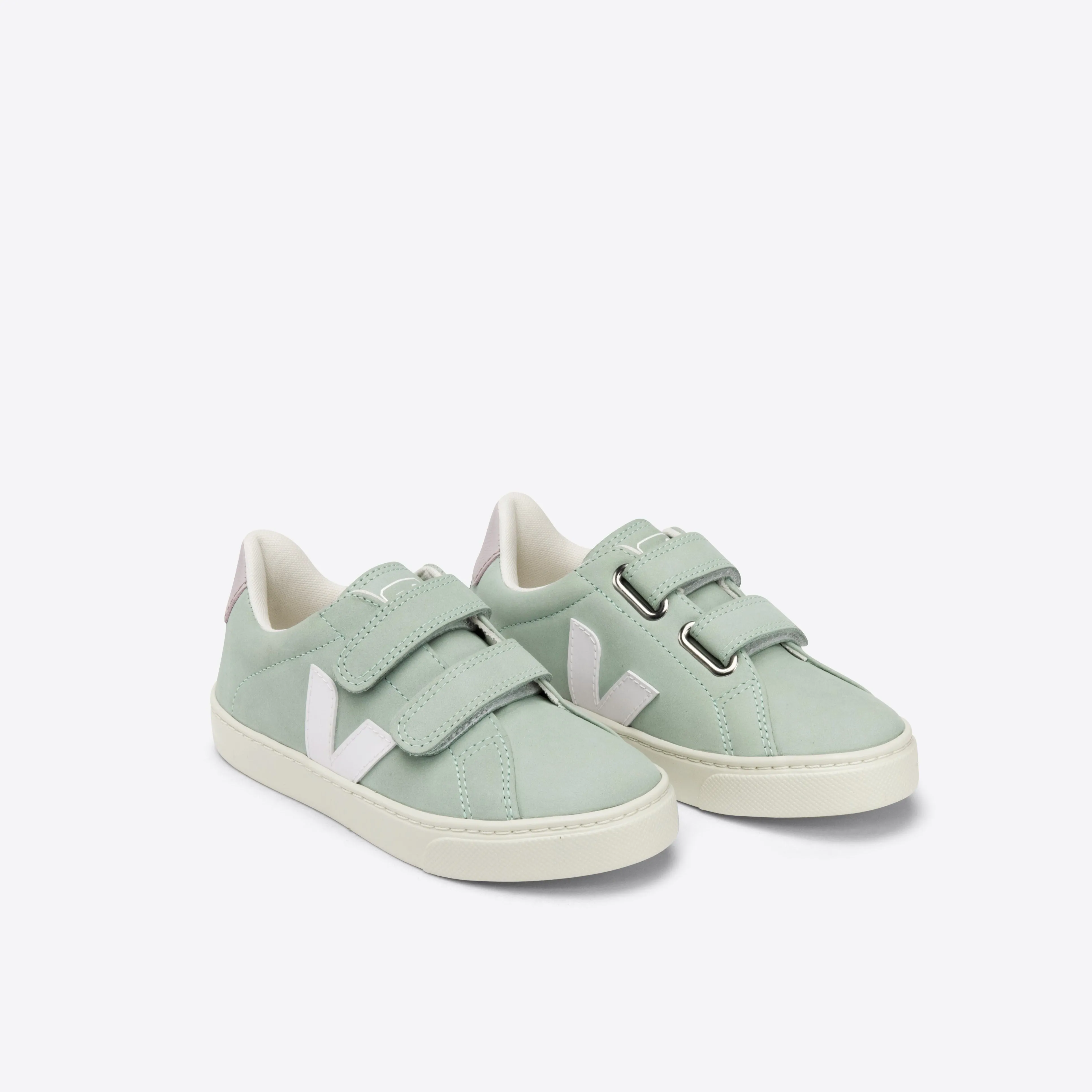 Veja Kids Chromefree Leather Velcro Esplar - Nubuck Matcha/White